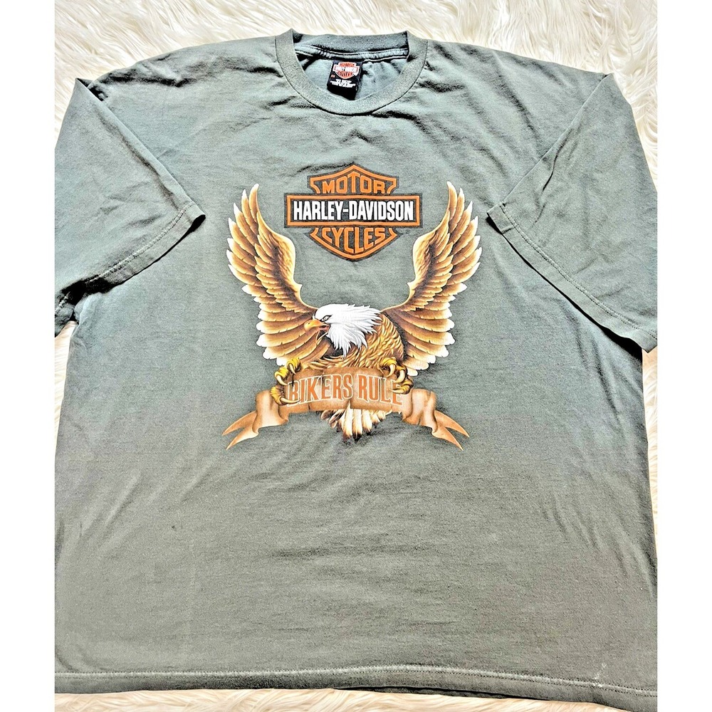 VTG Harley Davidson Cycle Men's 3X Big  T-Shirt Eagle Riding Free Biker